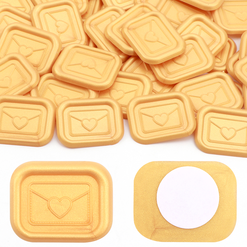 50Pcs Wax Seal Stickers,Heart Envelope Design Self Adhesive Wax Seal Stickers - Picture 13 of 16