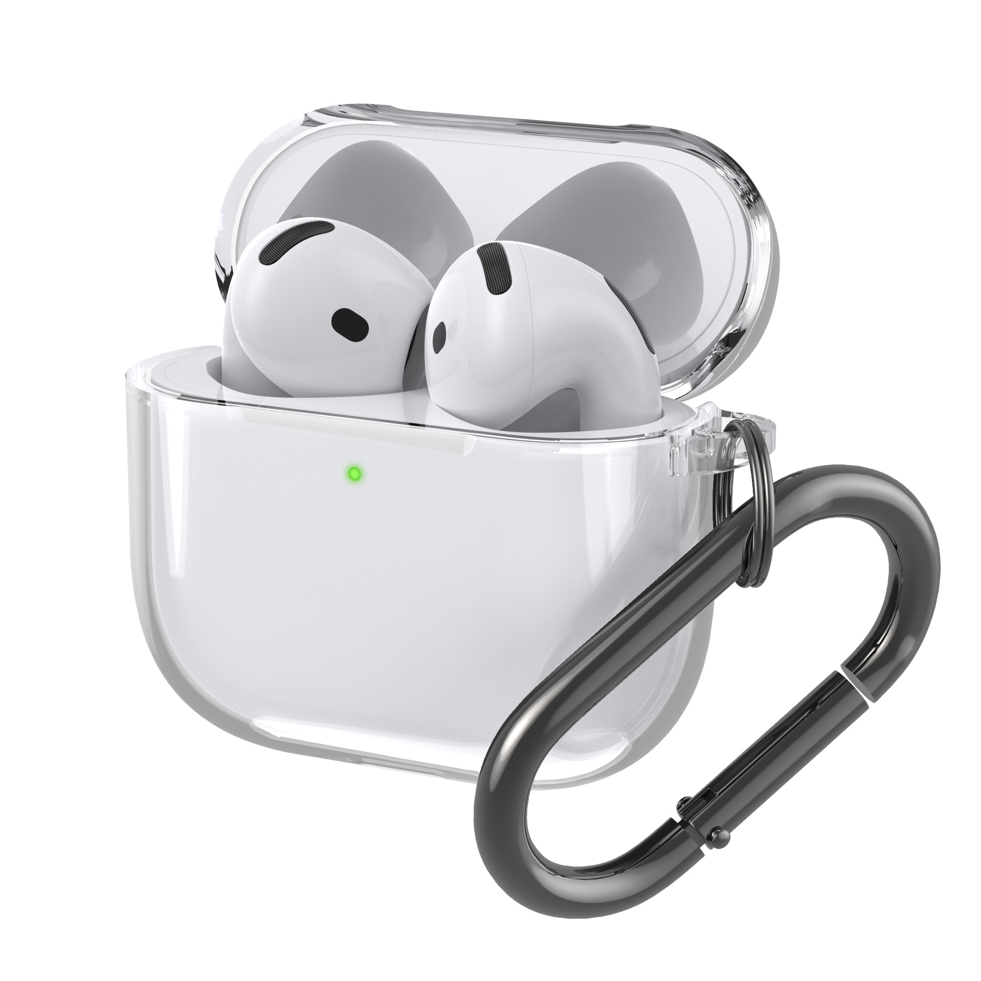 Custodia nera trasparente compatibile con AirPods 4 custodia con cancellazione attiva del rumore - Foto 8 di 12