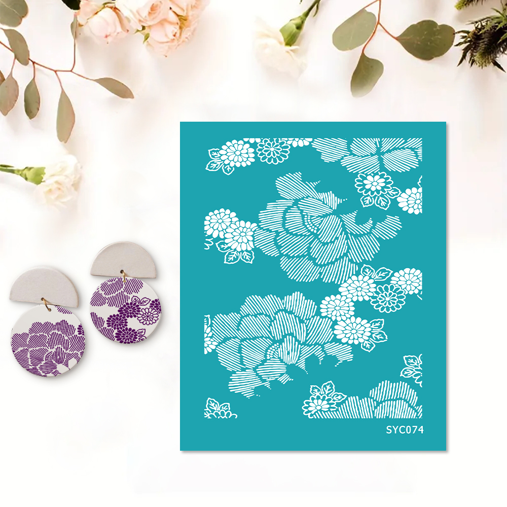 Blume Bordüre Siebdruckschablone Wiederverwendbar Selbstklebend Siebdruck - Bild 56 von 64