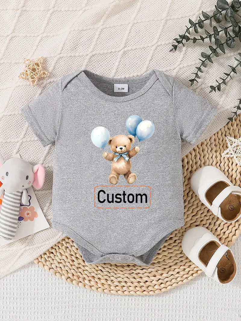 Traje Mameluco Bebé Diseño Personalizado Recién Nacido Conjunto Regalos Cumpleaños Gris - Imagen 48 de 57