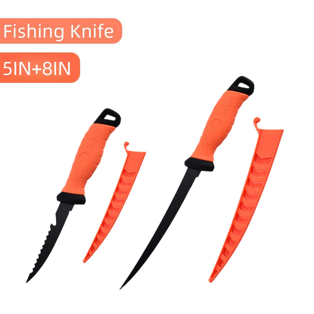 Fishing Fillet Knife Set w/ Protective Sheath 5CR13 Blade Salt Water Resistance