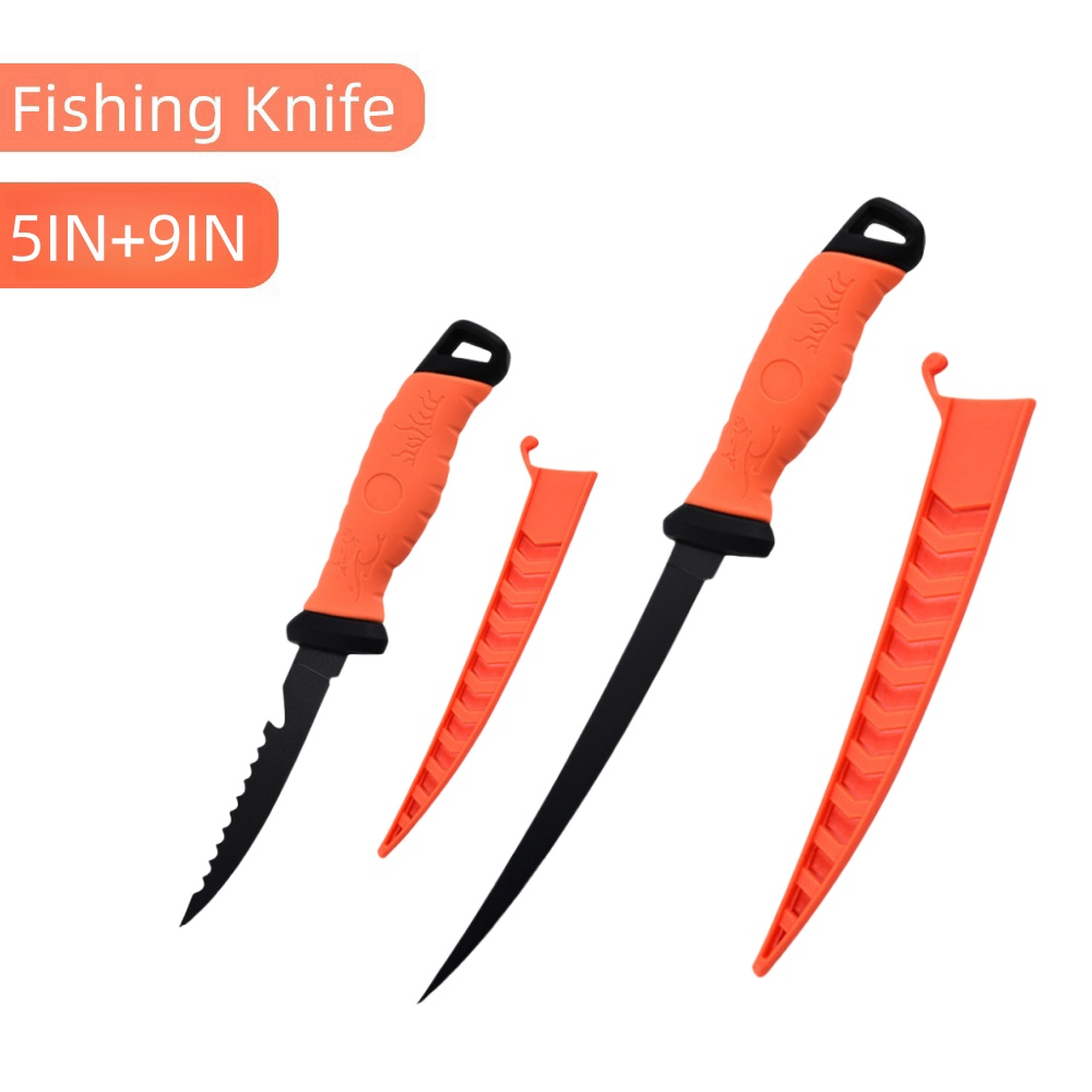 Fishing Fillet Knife Set w/ Protective Sheath 5CR13 Blade Salt Water Resistance