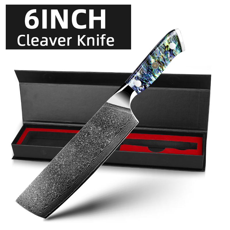 Damascus Steel Kitchen Chef Knife Professional Knives Sharp Abalone Shell Handle