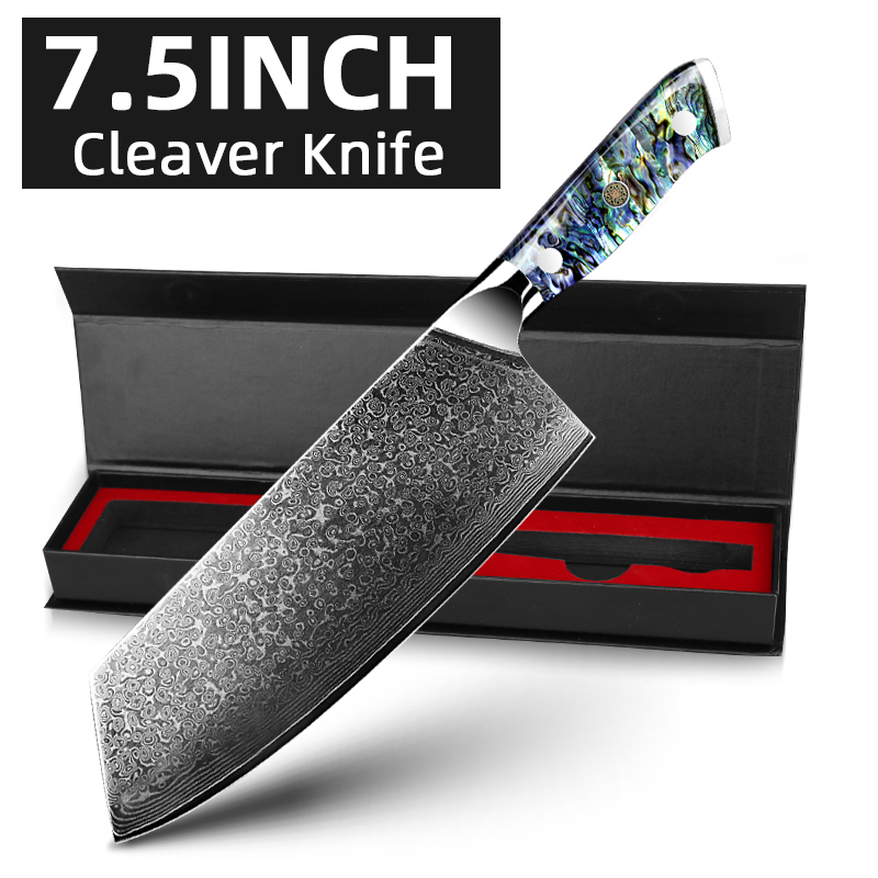 Damascus Steel Kitchen Chef Knife Professional Knives Sharp Abalone Shell Handle