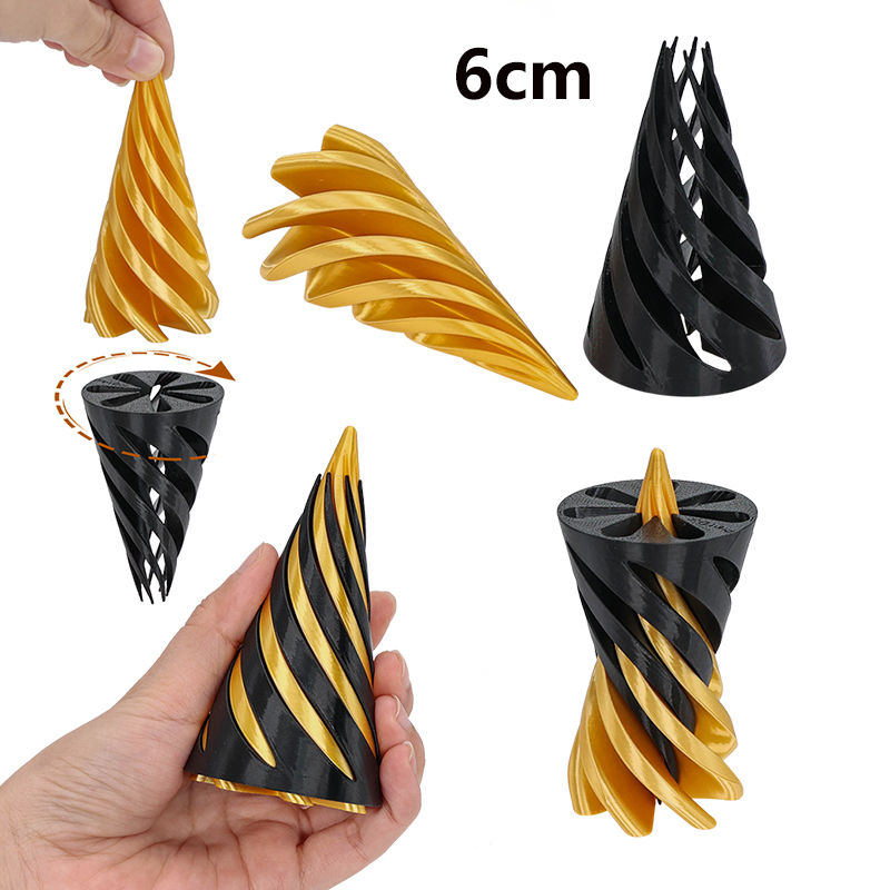 3D Printed Spiral Cone Toy Impossible Pyramid Sculpture Spiral Cone Fidget Toys