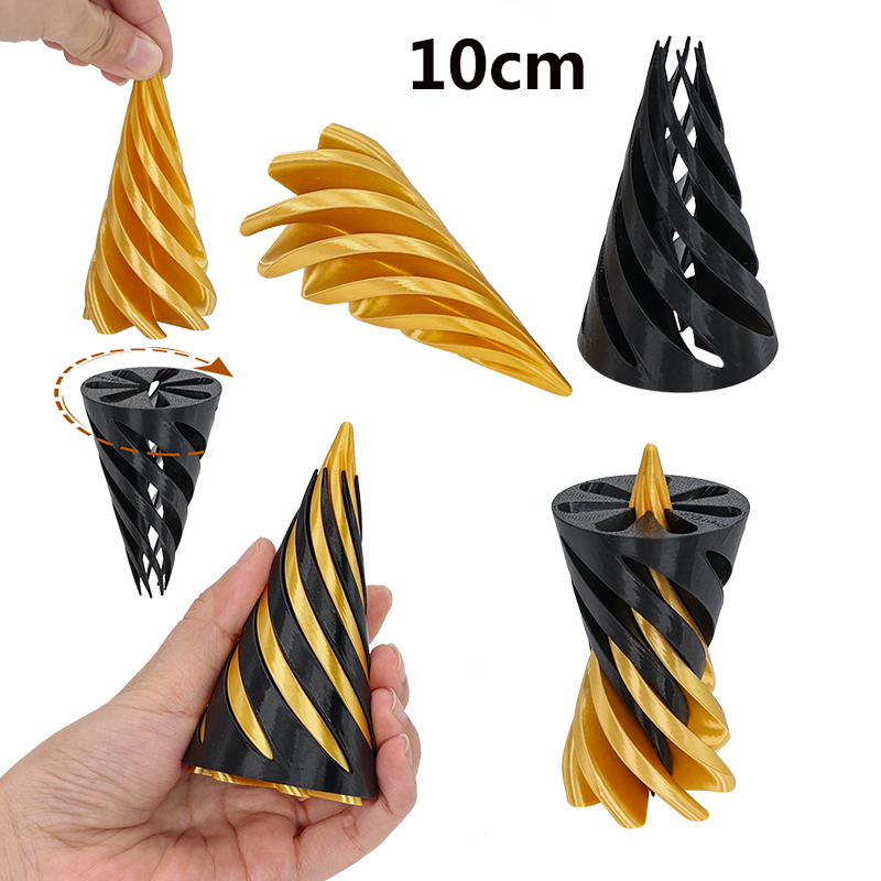 3D Printed Spiral Cone Toy Impossible Pyramid Sculpture Spiral Cone Fidget Toys