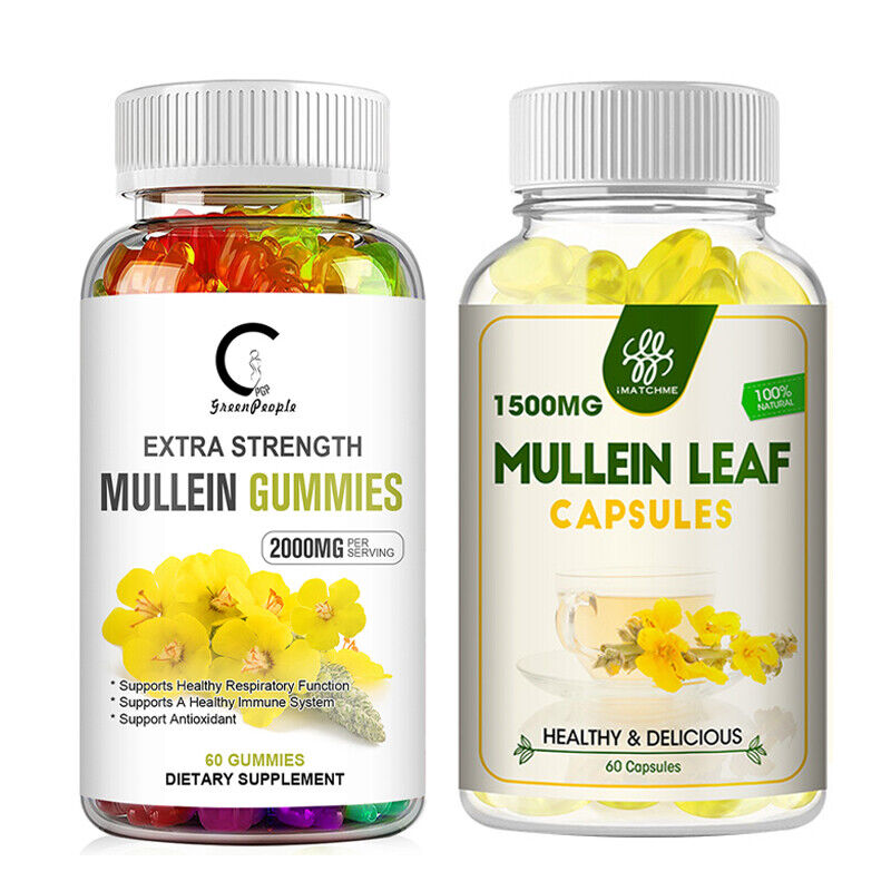 Mullein Leaf Capsules | Gummy - Lung Cleansing & Cough Relief Detox Supplement