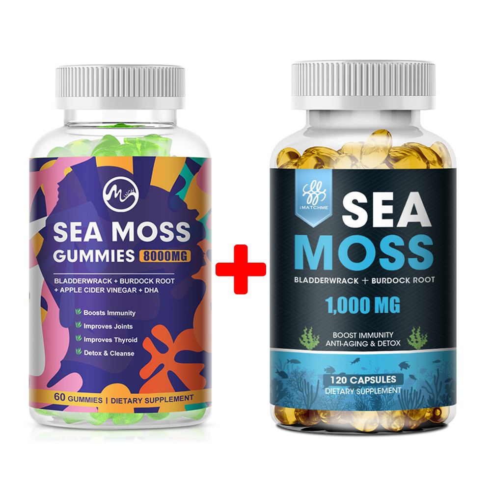 Organic Sea Moss Gummies| Capsules,Pure Irish Sea Moss,bladderwrack Burdock Root