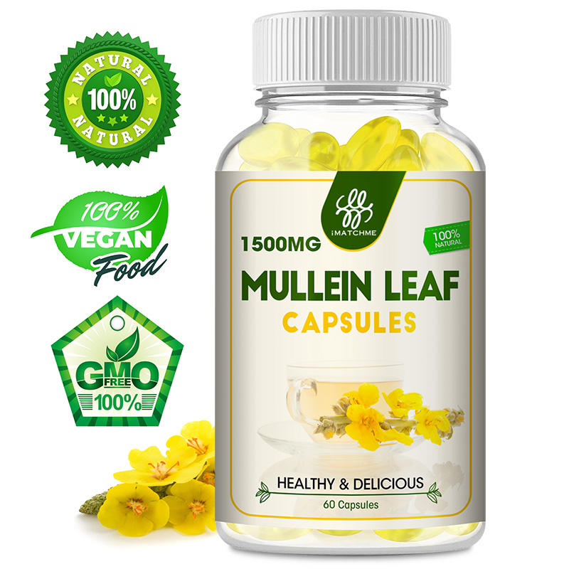 Mullein Leaf Capsules For Lung Cleansing & Detox Herbal Dietary Supplement Pills