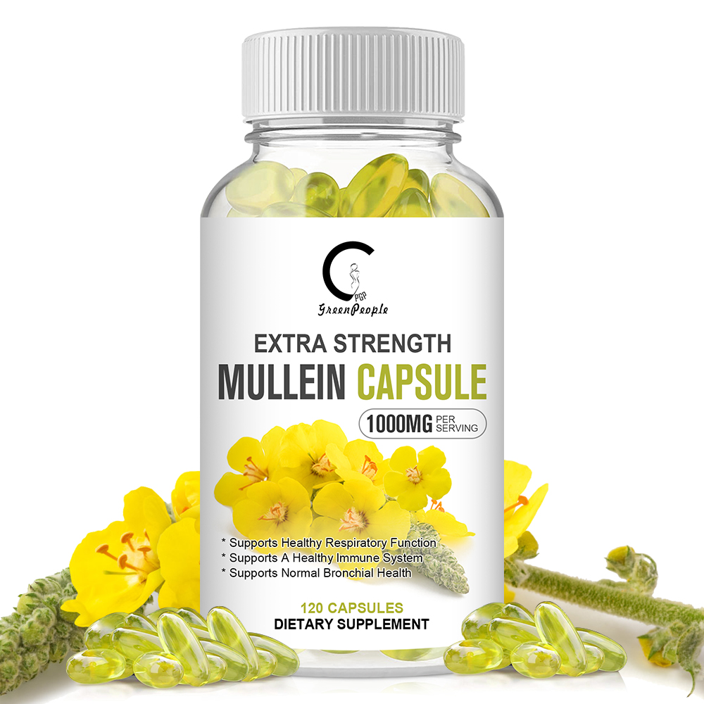 Mullein Leaf Capsules For Lung Cleansing & Detox Herbal Dietary Supplement Pills