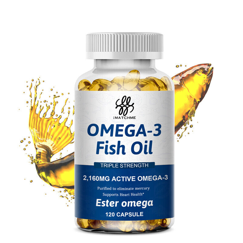 1/2/4PCS Omega 3 Fish Oil Capsules 3x Strength 2160mg EPA & DHA Highest Potency