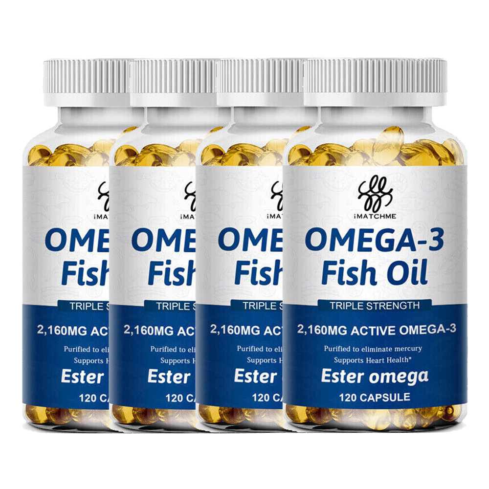 1/2/4PCS Omega 3 Fish Oil Capsules 3x Strength 2160mg EPA & DHA Highest Potency