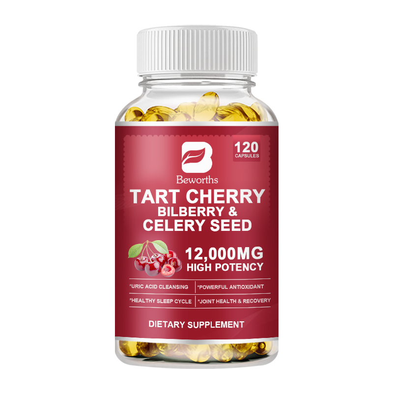 Tart Cherry Extract Capsules with Celery Seed Uric Acid Cleanse Muscle Recovery