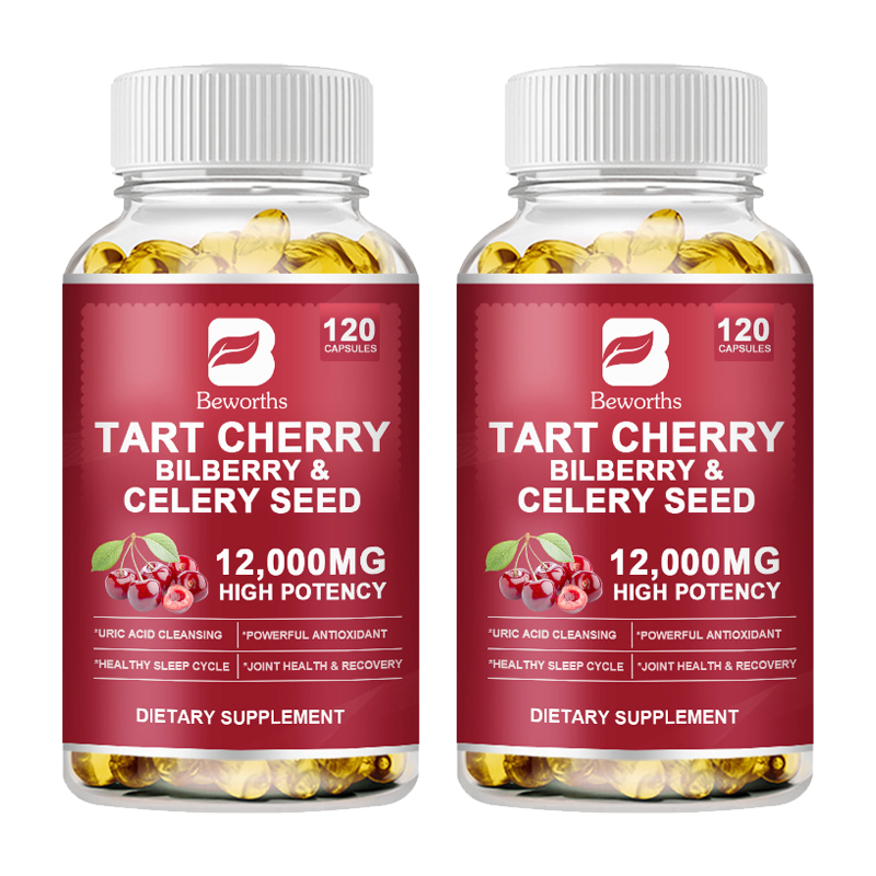 Tart Cherry Extract Capsules with Celery Seed Uric Acid Cleanse Muscle Recovery