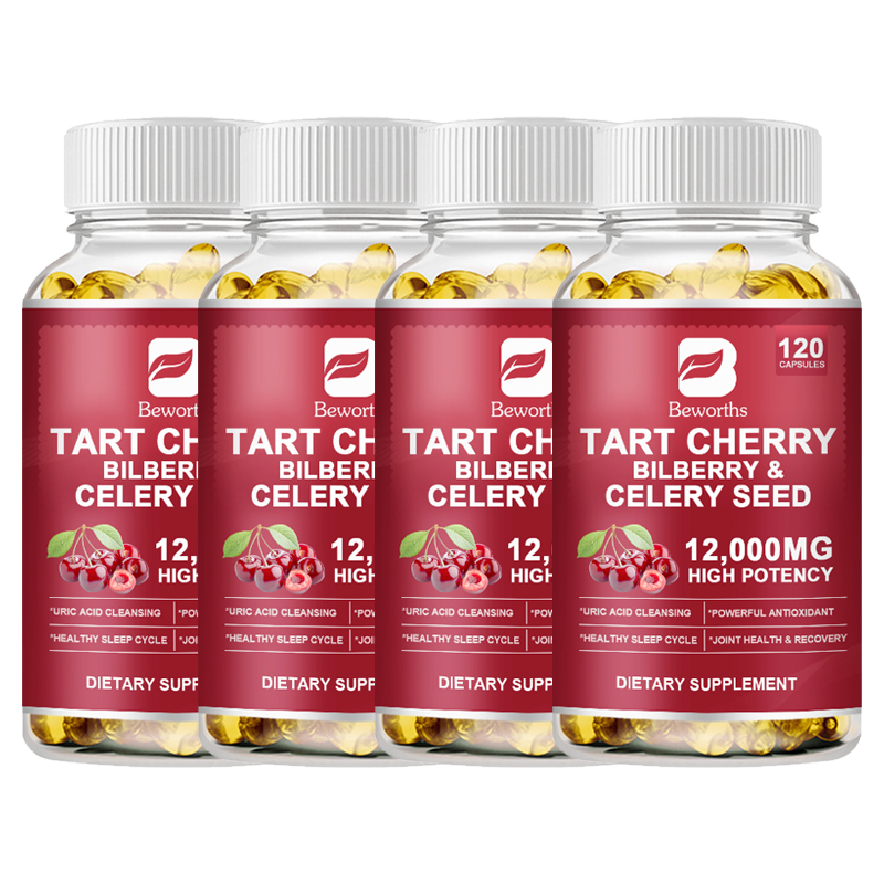 Tart Cherry Extract Capsules with Celery Seed Uric Acid Cleanse Muscle Recovery