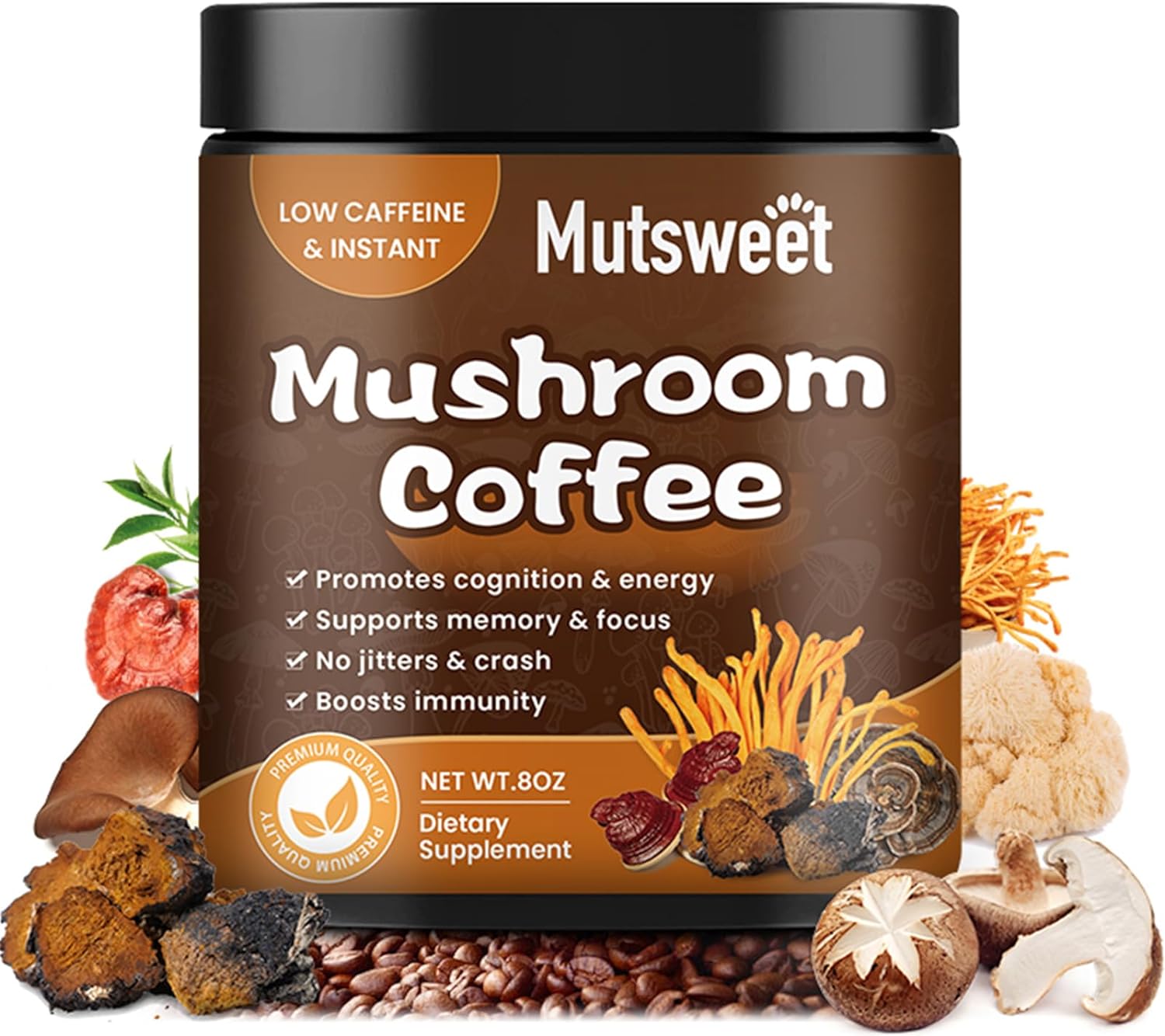 Organic Mushroom Coffee 227/200g Lions Mane Chaga Reishi Brain & Memory US Stock