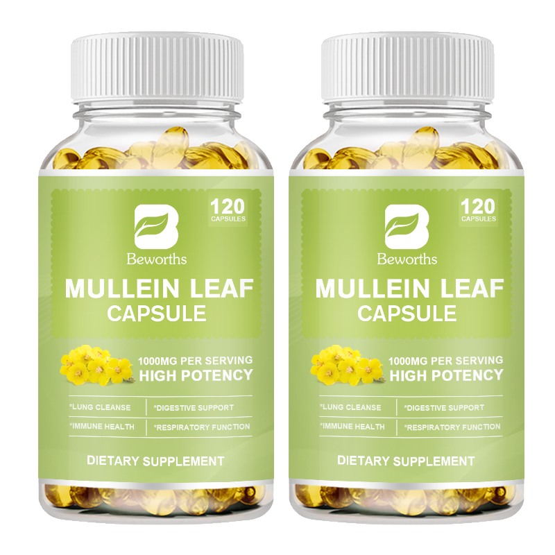 Mullein Leaf Capsules Herbal Supplement Respiratory  Function Lung Cleanse USA