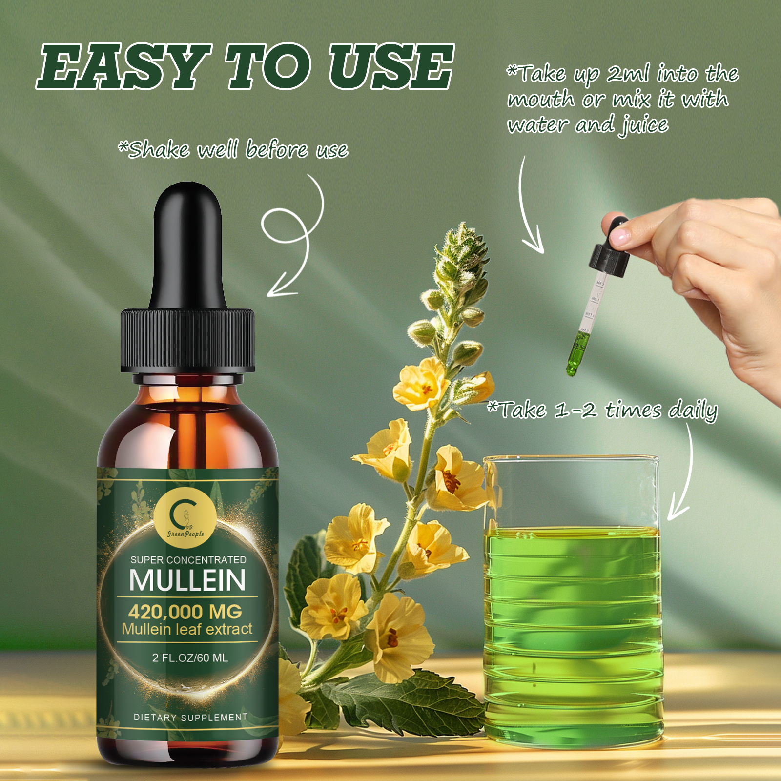 Neatural Mullein Leaf Supplement Mullein Leaf Extract Drops Mullein Herbal Tea