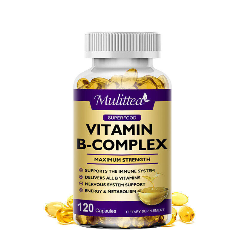 Vitamin B Complex 120 Capsules B1,B2,B3,B5,B6,B7,B9,B12, Immune Support Pills - Picture 17 of 19
