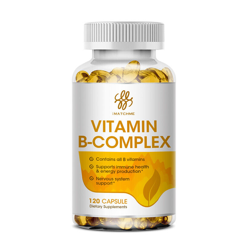 Vitamin B Complex 120 Capsules B1,B2,B3,B5,B6,B7,B9,B12, Immune Support Pills - Picture 18 of 19