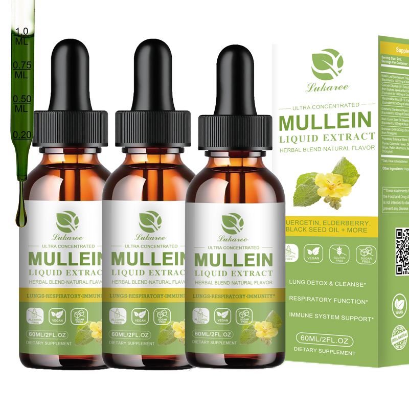 Organic Mullein Leaf Extract Drops Lung Cleanse Respiratory Herbal Free Breathe - Picture 11 of 11