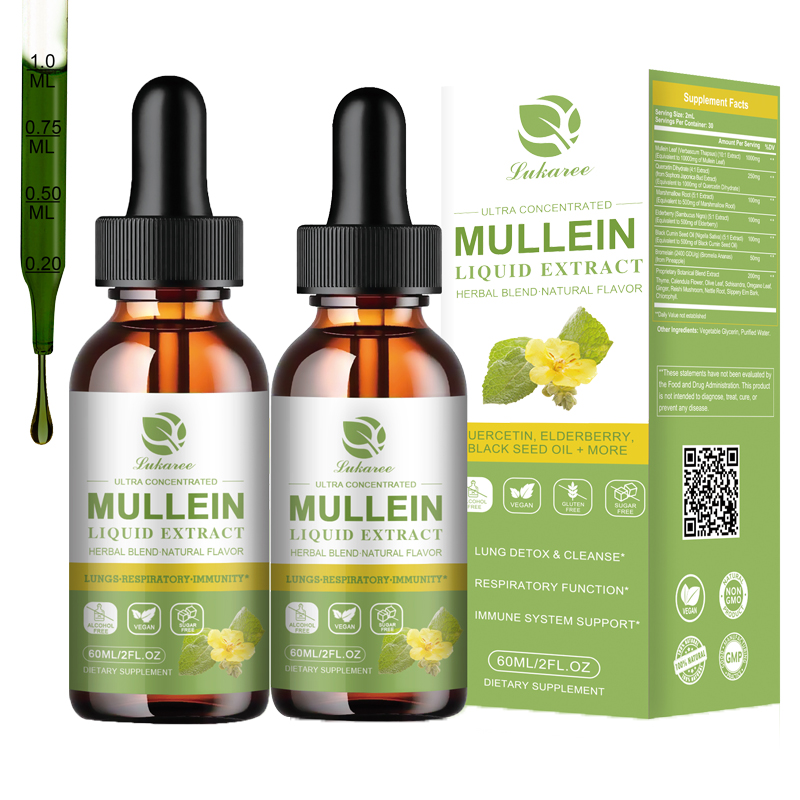 Organic Mullein Leaf Extract Drops Lung Cleanse Respiratory Herbal Free Breathe - Picture 10 of 11