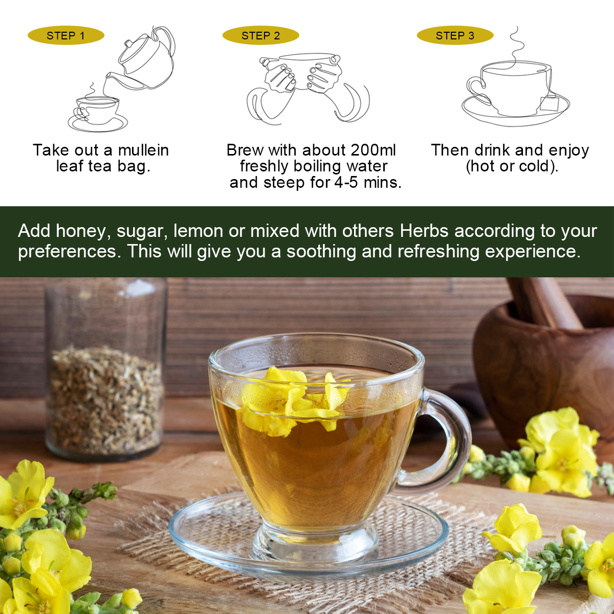 Liver Detox Tea Mullien Tea Natual Herbal Tea Bags Support Lung Health and Liver - Picture 6 of 16