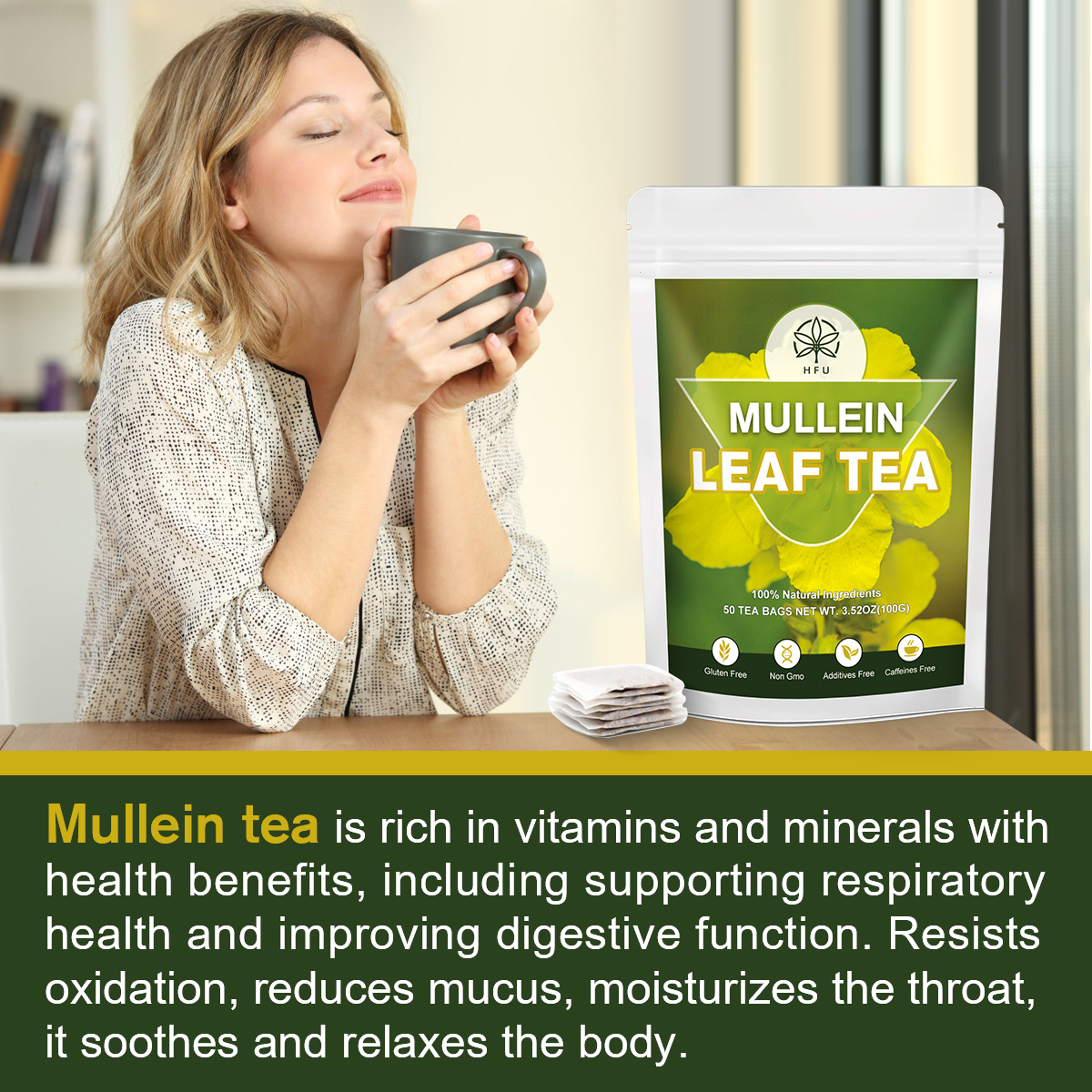 Liver Detox Tea Mullien Tea Natual Herbal Tea Bags Support Lung Health and Liver - Picture 5 of 16