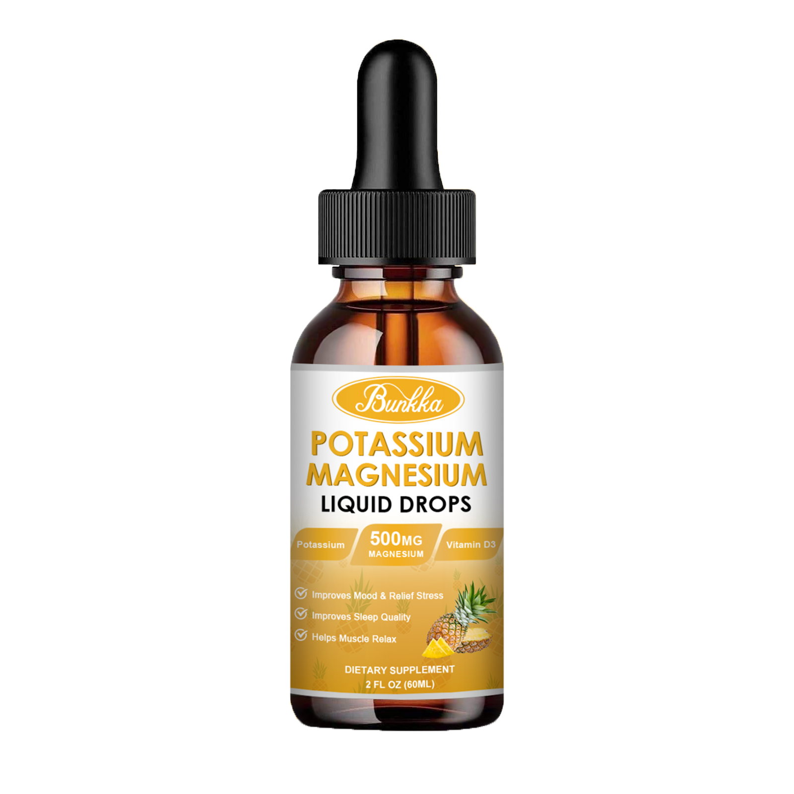 2 Flavors Magnesium Potassium Liquid Drops, ,Improve Sleep Mood,Anxiety Relief