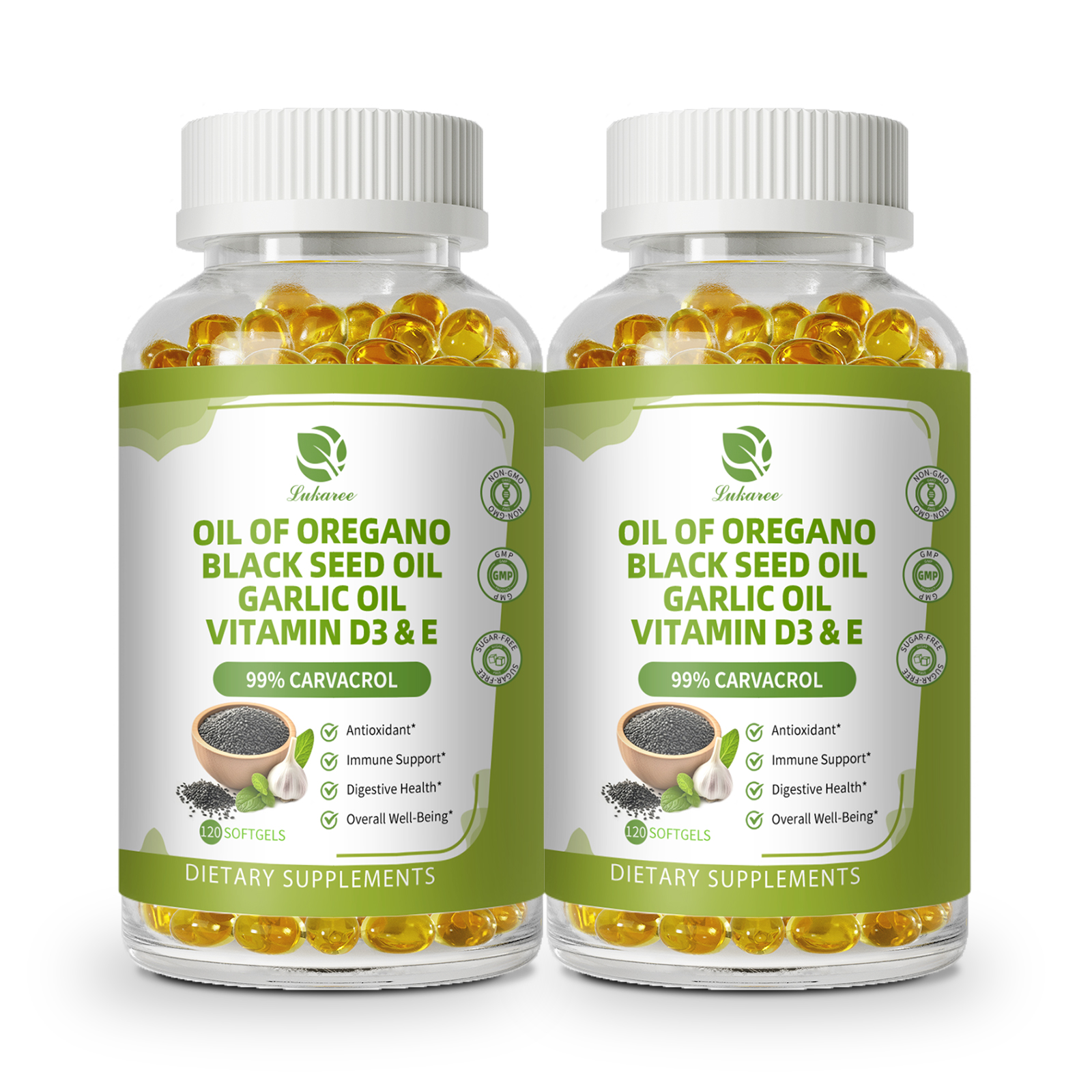 Oregano Oil Capsules w/Black Seed Oil,Antioxidant, Immune &Digestive Support