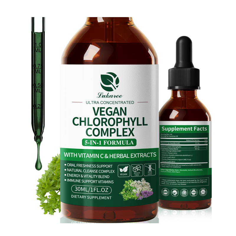 1-4Pack Liquid Chlorophyll Drops For Immune Support – Peppermint Flavor 200mg