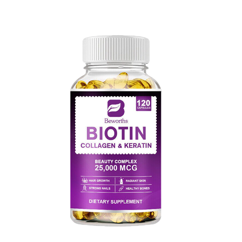 Biotin 25,000mcg with Collagen & Keratin Capsules Hair Skin Nails Supplement