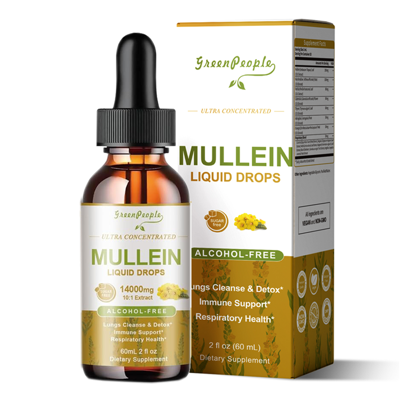 Mullein Leaf Extract Vegan Drops for Lung Cleanse & Respiratory Function