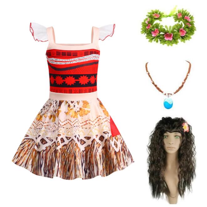 Kids Girls Moana Dress Cosplay Costume Party Birthday Tutu Fancy Dress Up Gifts - Picture 24 of 35