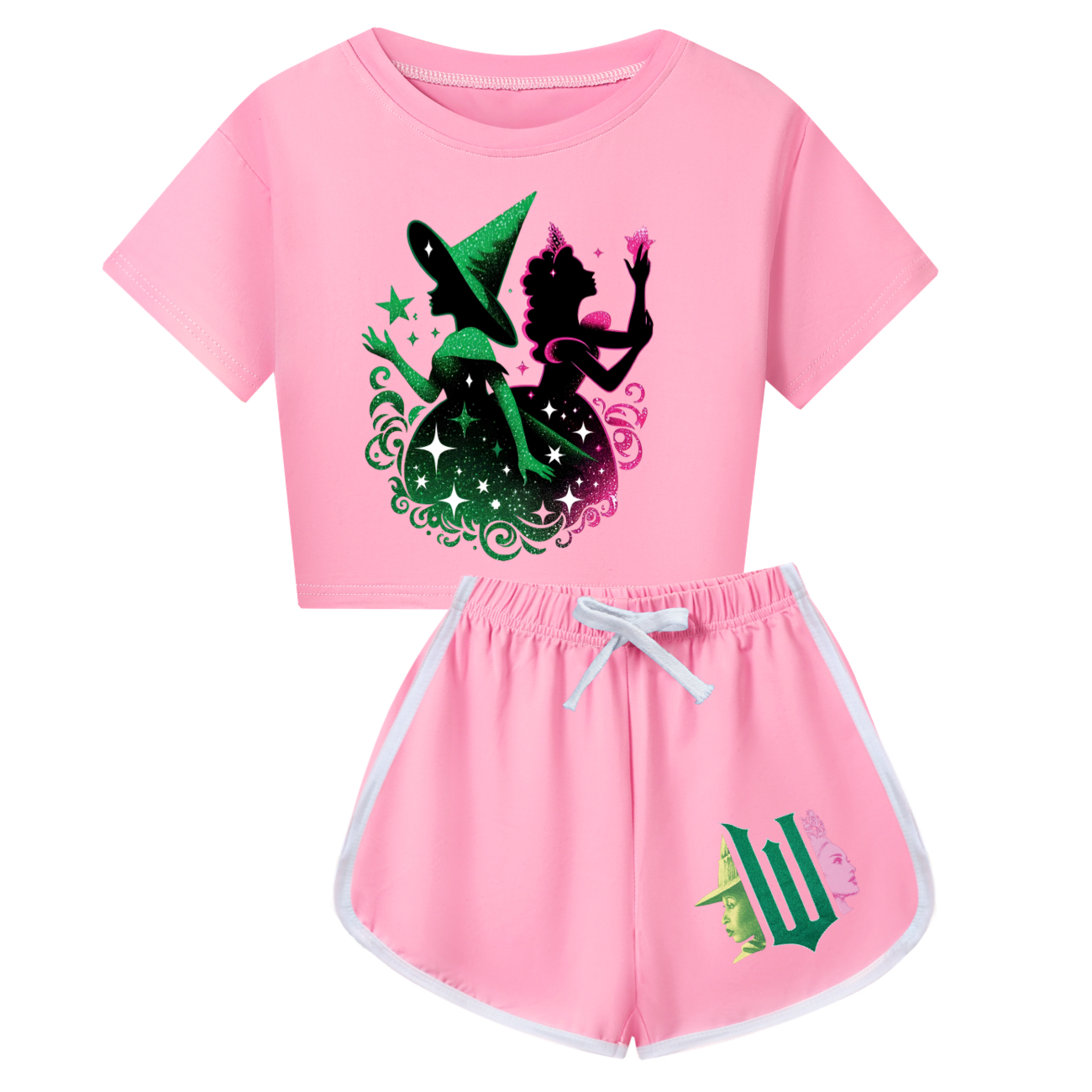 Kids Girls Boy Wicked Glinda Short T-shirt Pants Outfits Tracksuit Pjs Set 3-13Y - Picture 50 of 56