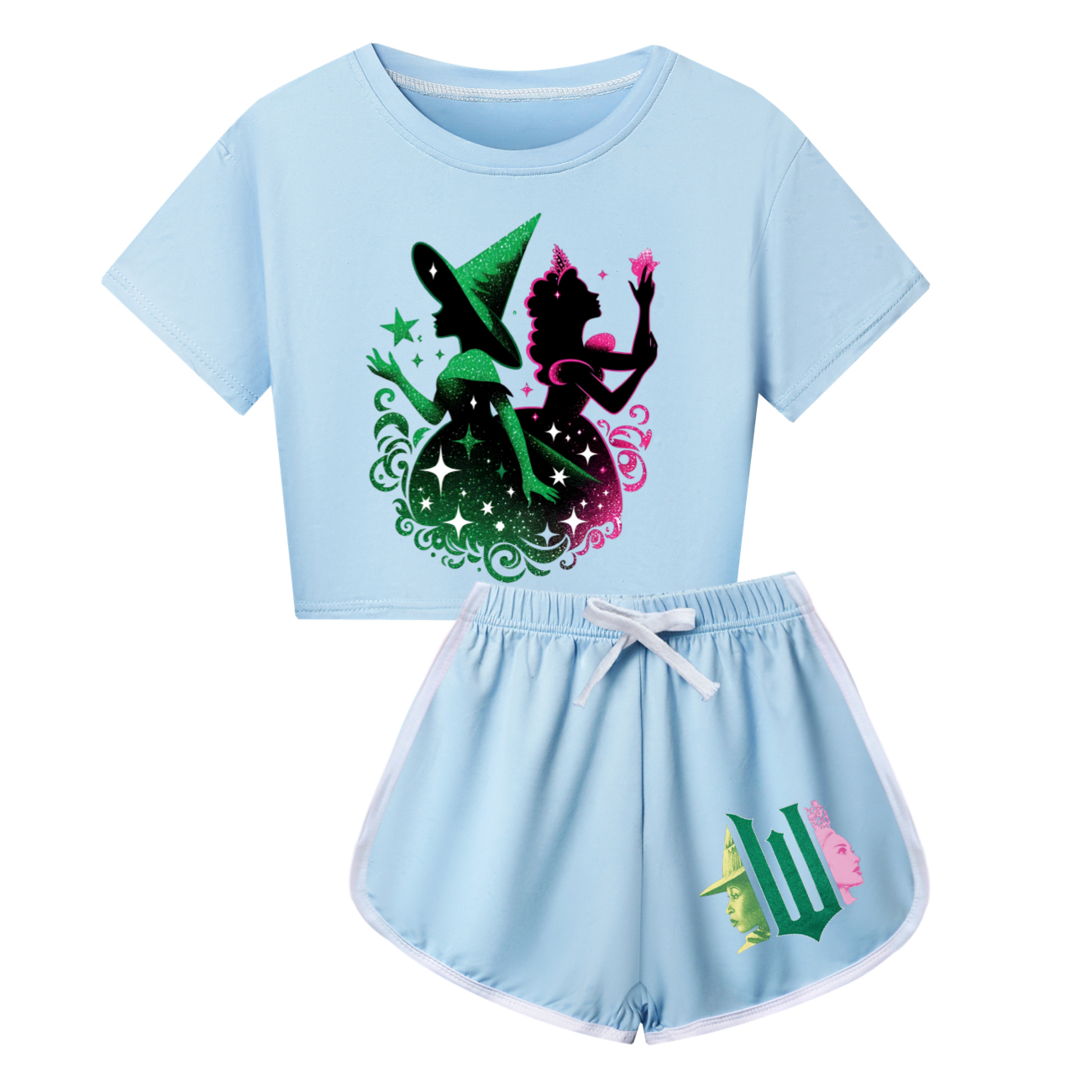 Kids Girls Boy Wicked Glinda Short T-shirt Pants Outfits Tracksuit Pjs Set 3-13Y - Picture 53 of 56