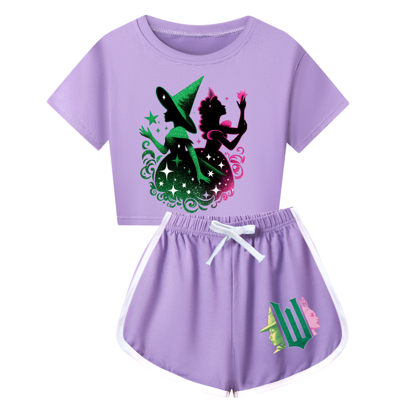 Kids Girls Boy Wicked Glinda Short T-shirt Pants Outfits Tracksuit Pjs Set 3-13Y - Picture 55 of 56
