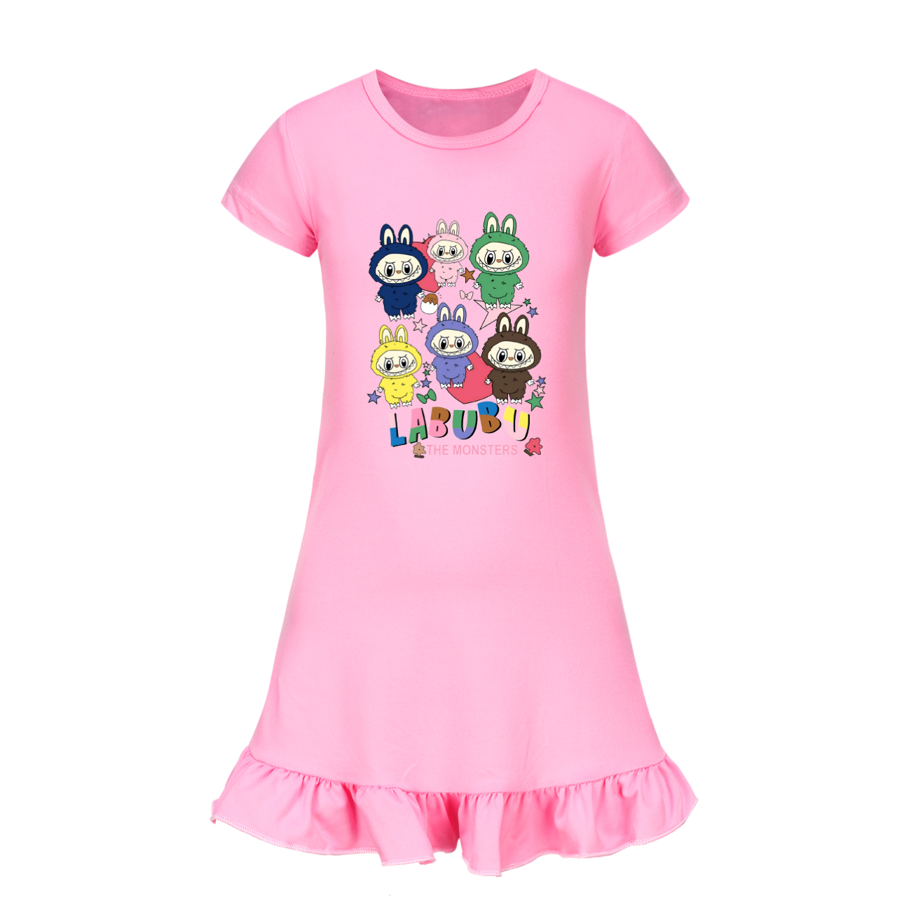 Girls Funny Labubu Sleepwear Dress Kids Pyjamas Nightdress Nightwear Pjs 2-9Y UK - Picture 35 of 54