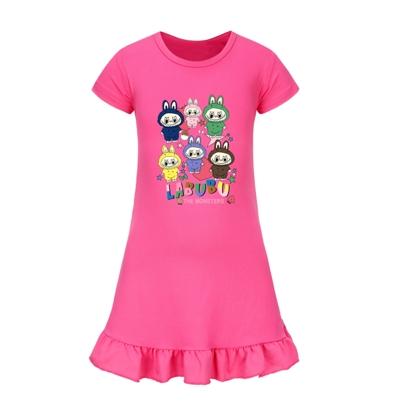 Girls Funny Labubu Sleepwear Dress Kids Pyjamas Nightdress Nightwear Pjs 2-9Y UK - Picture 36 of 54
