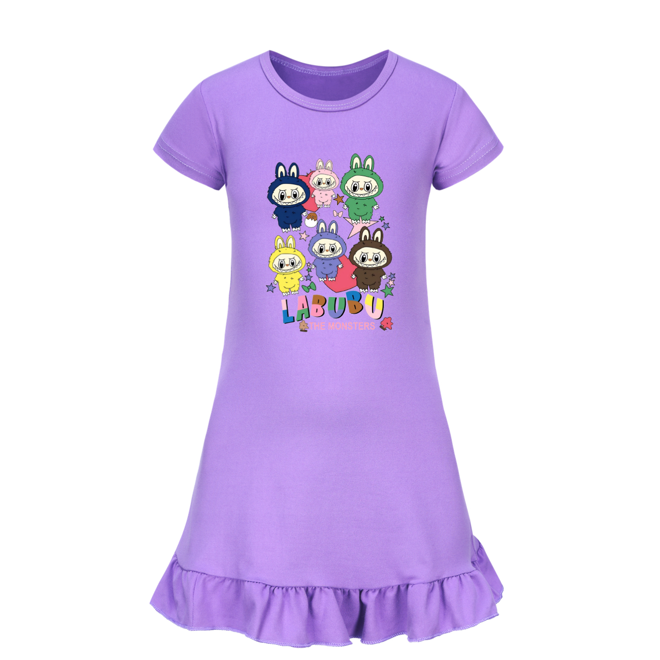Girls Funny Labubu Sleepwear Dress Kids Pyjamas Nightdress Nightwear Pjs 2-9Y UK - Picture 38 of 54