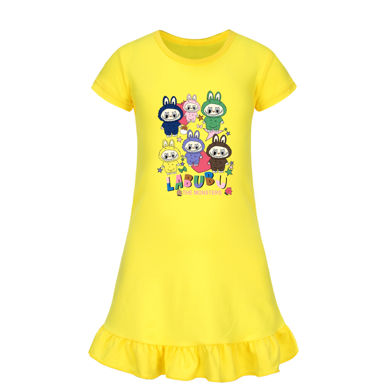 Girls Funny Labubu Sleepwear Dress Kids Pyjamas Nightdress Nightwear Pjs 2-9Y UK - Picture 40 of 54