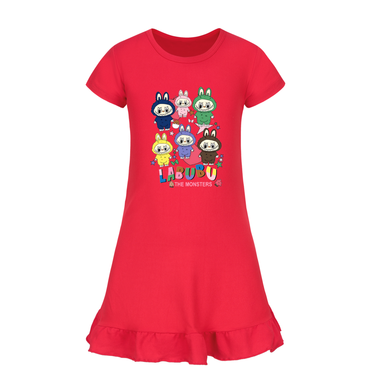 Girls Funny Labubu Sleepwear Dress Kids Pyjamas Nightdress Nightwear Pjs 2-9Y UK - Picture 41 of 54