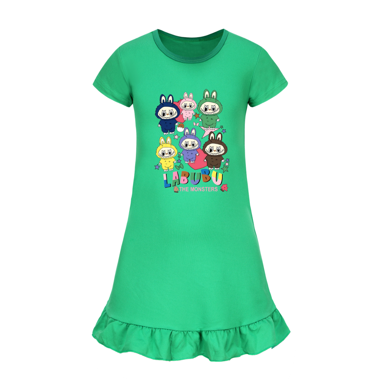 Girls Funny Labubu Sleepwear Dress Kids Pyjamas Nightdress Nightwear Pjs 2-9Y UK - Picture 45 of 54