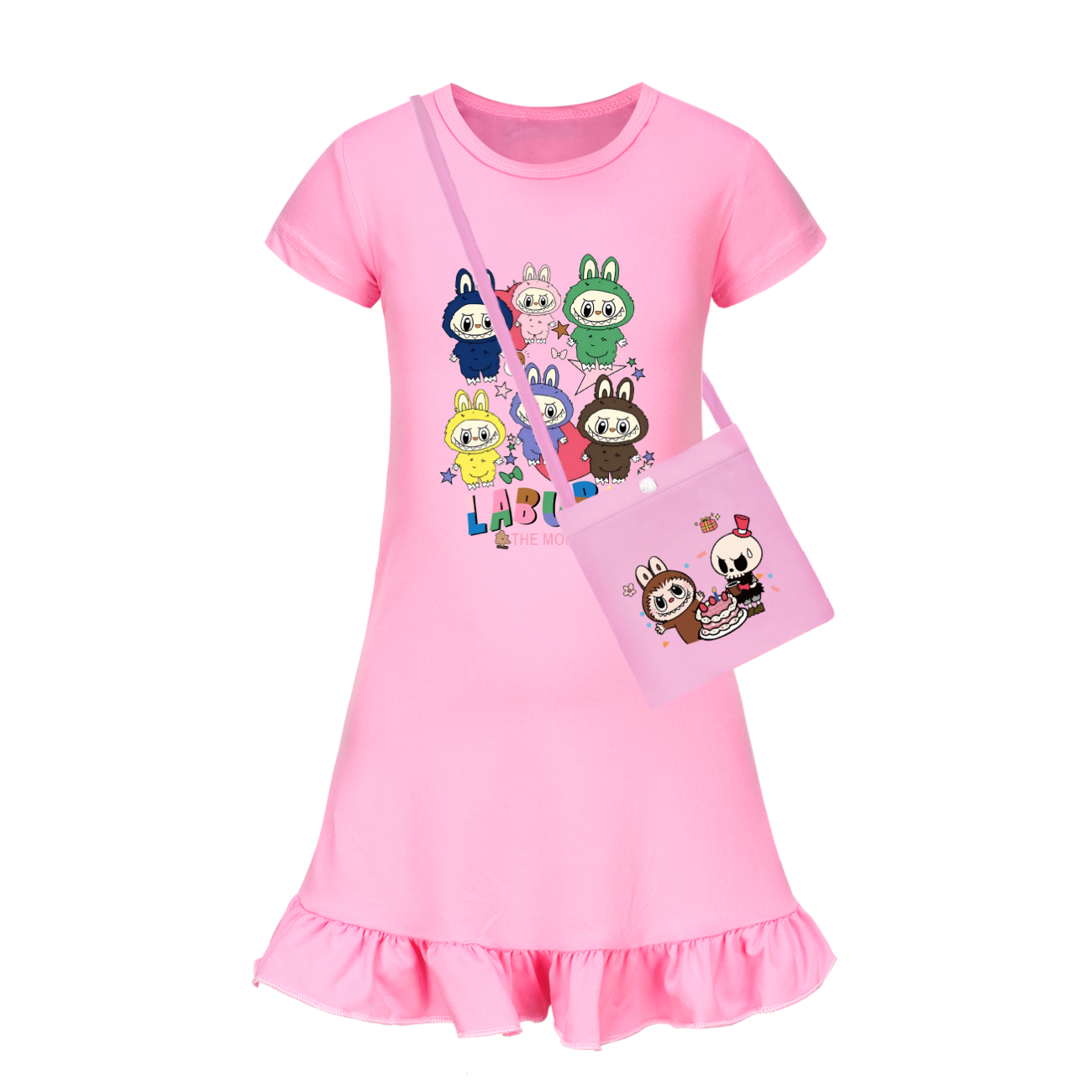 Girls Funny Labubu Sleepwear Dress Kids Pyjamas Nightdress Nightwear Pjs 2-9Y UK - Picture 49 of 54