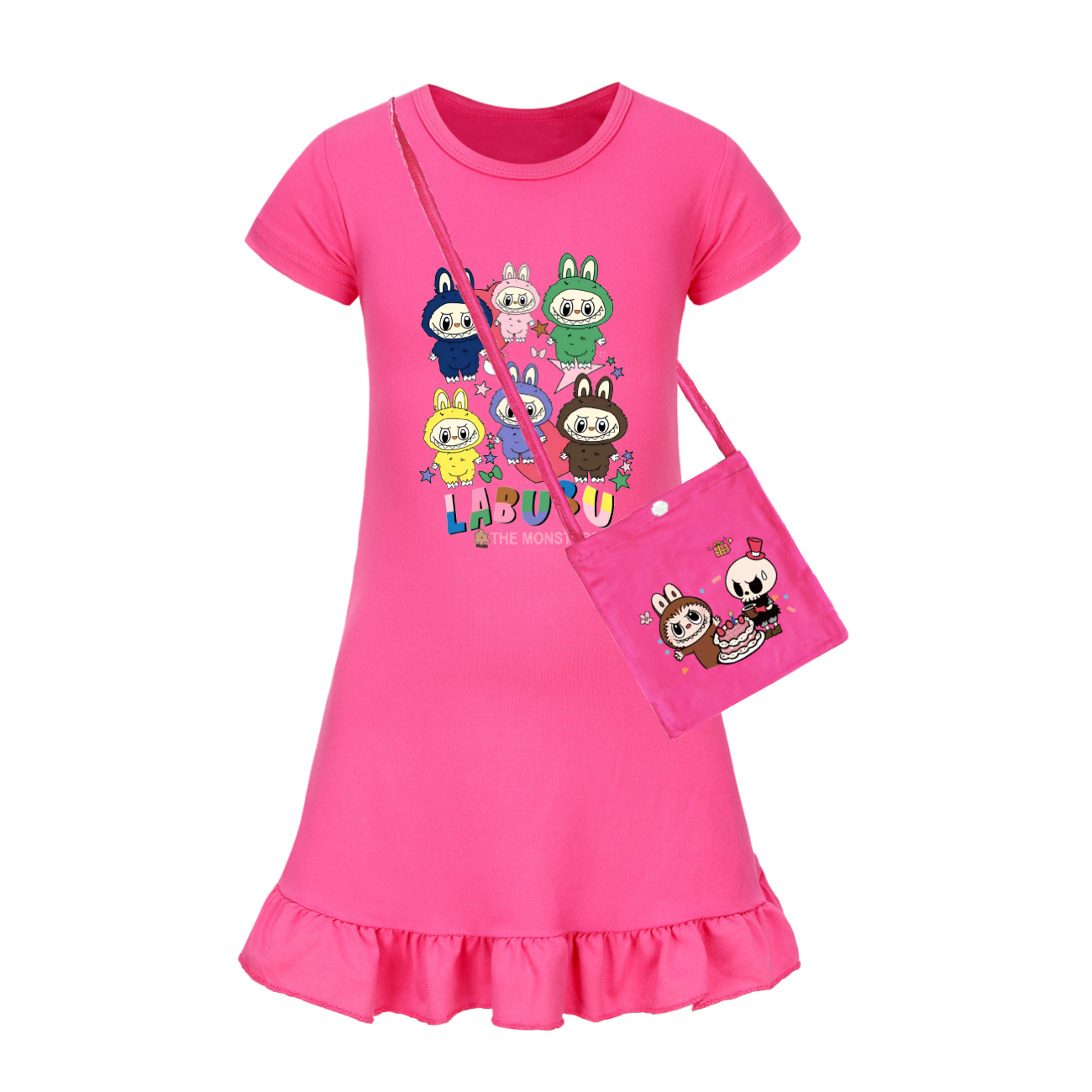 Girls Funny Labubu Sleepwear Dress Kids Pyjamas Nightdress Nightwear Pjs 2-9Y UK - Picture 50 of 54