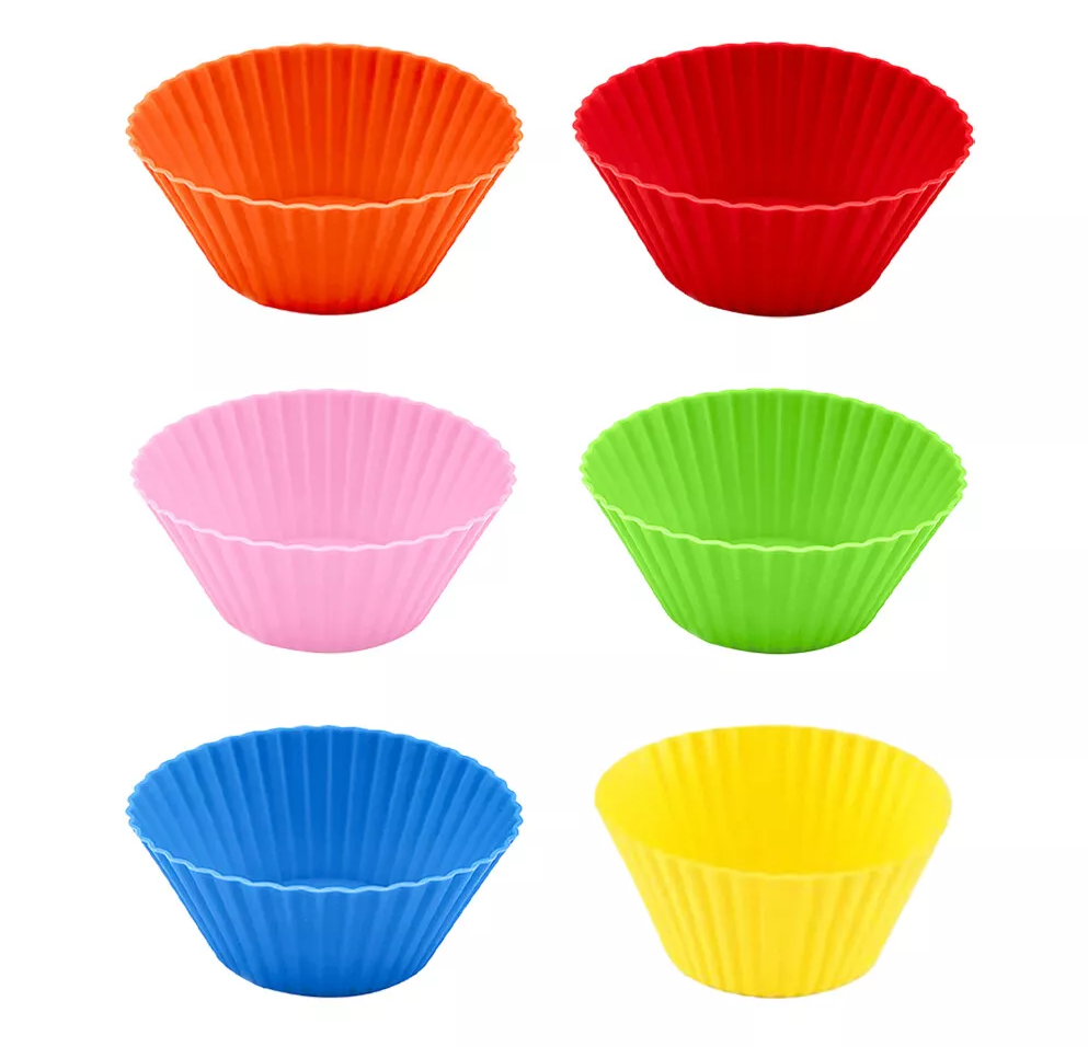 6/12/24Pcs Silicone Muffin Cases Cupcake Moulds Baking Cups Reusable Non-Stick