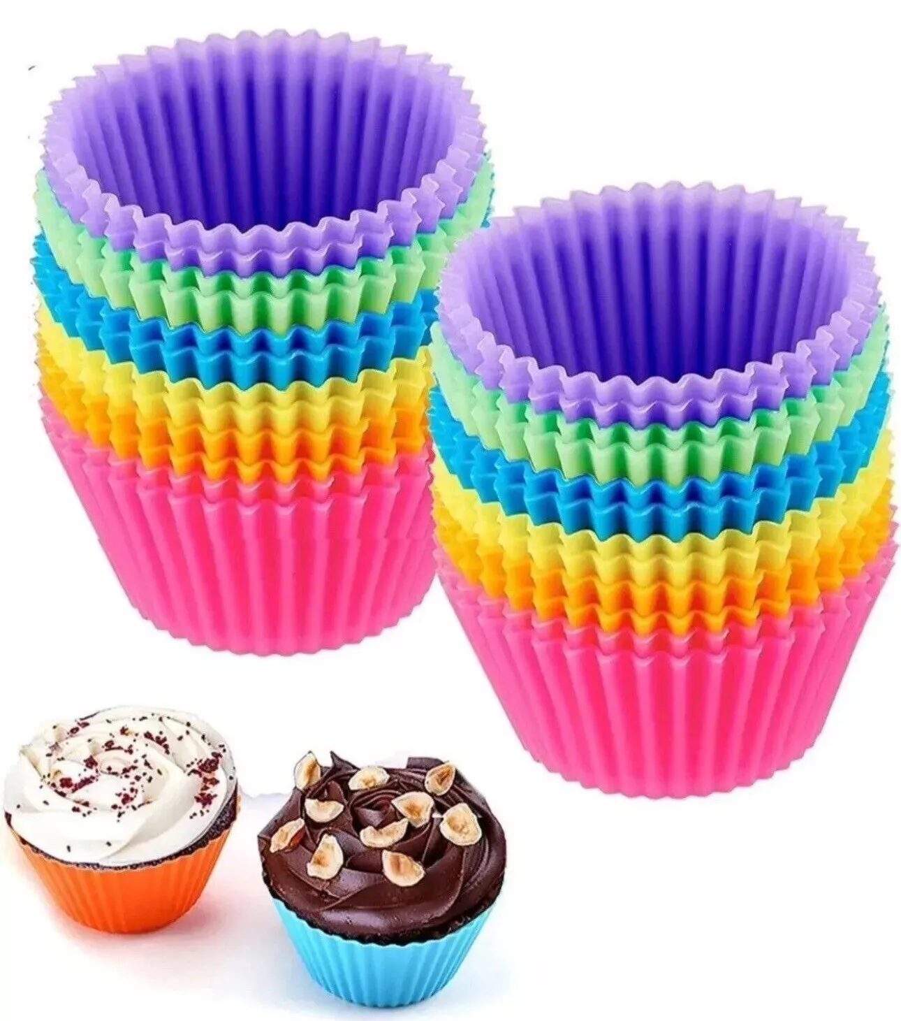 6/12/24Pcs Silicone Muffin Cases Cupcake Moulds Baking Cups Reusable Non-Stick
