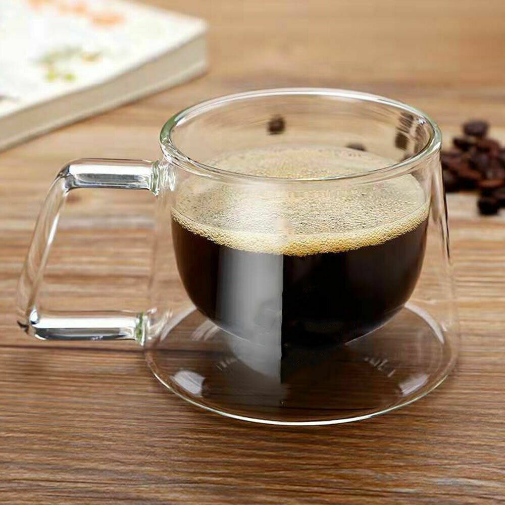 Double Wall Insulated Glass Coffee Glass Mug Tea Cup With Handle 200ml / 270ml - Picture 9 of 10