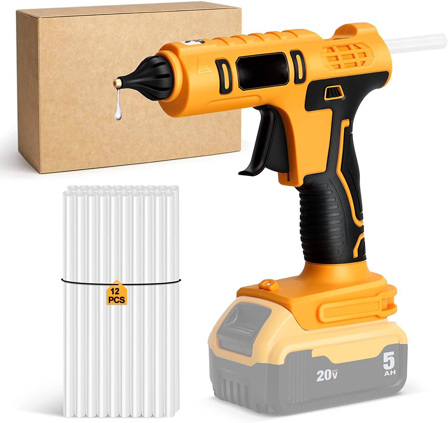 Cordless Electric Handheld Hot Glue Gun Repair DIY Tool + 12x Sticks for Dewalt