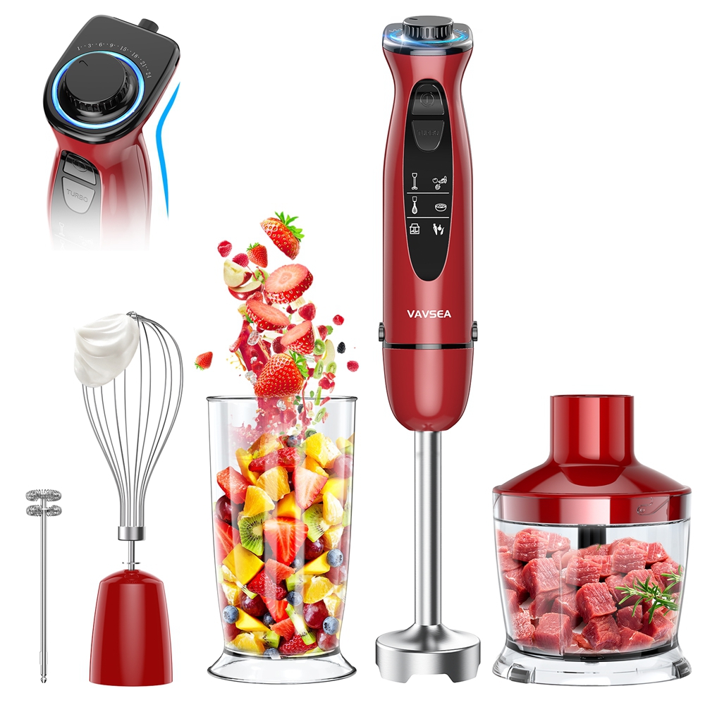 VAVSEA 1100W 5-in-1 Handheld Immersion Blender 24-Speed Stick Blender Chopper